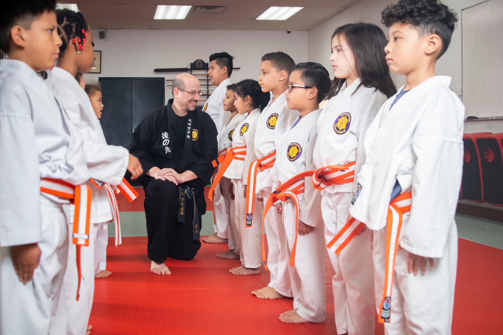 Go No Sen Karate Putnam Valley students lined up with Kyoshi